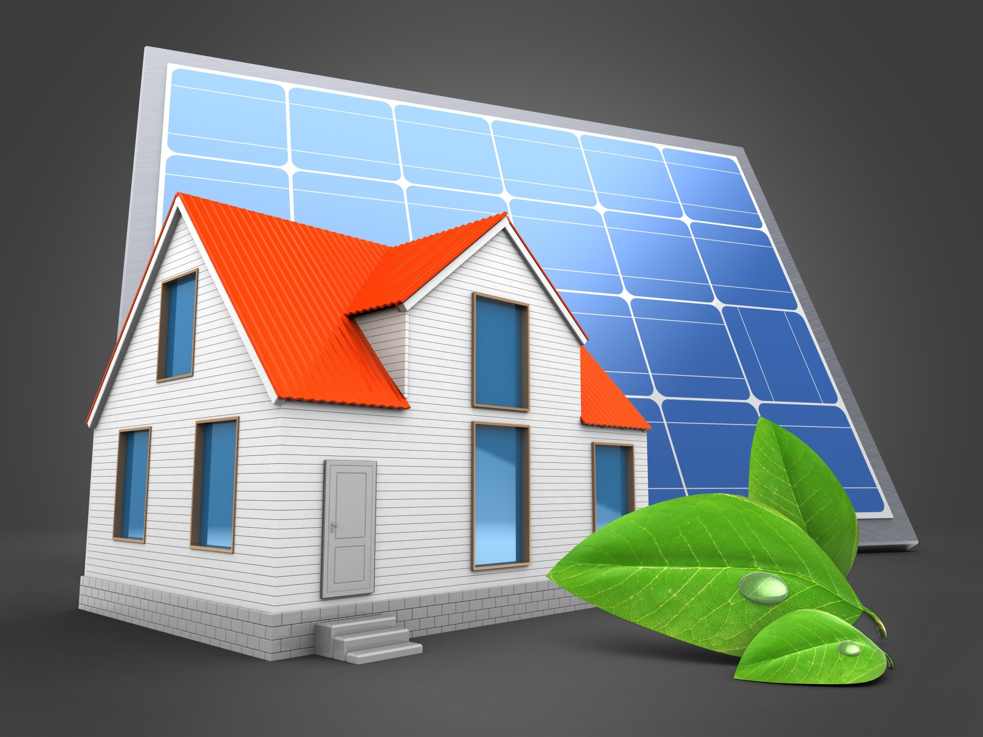 3D房子与太阳能电池板